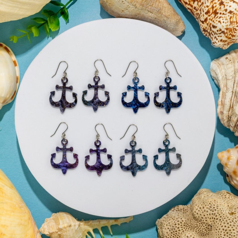 New Release 3/2025” Ship Anchor Drop Earrings - Navy by Erstwilder - Picture 3 of 3